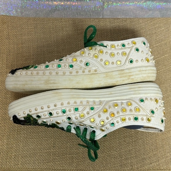 Glitzies Womens Sneakers Shoes Size 6 1/2 Tropical Bling Rhinestone Sequins VTG - Picture 9 of 15